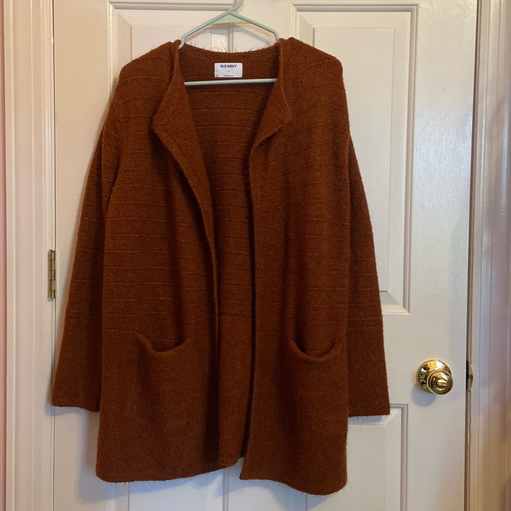 Old Navy long open cardigan rust color